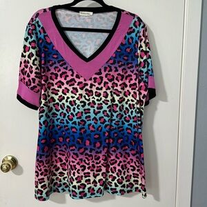 Southern Stitch colorful cheetah top